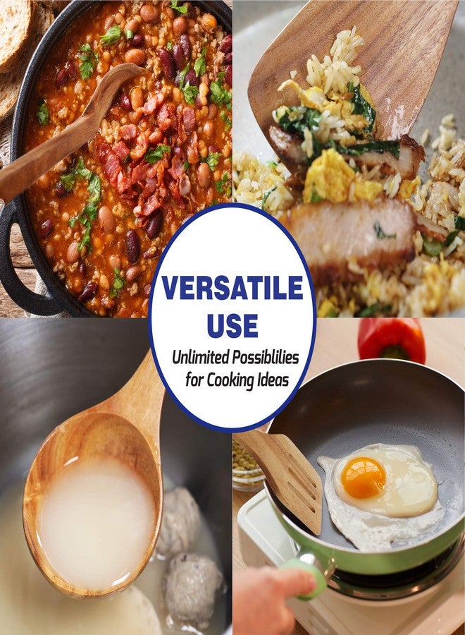StarBlue Acacia Wooden Utensils Set 6 Pcs - Non-Scratching Durable Natural Wood Cooking Spatulas & Spoons for Nonstick Cookware with Holder - Image 5